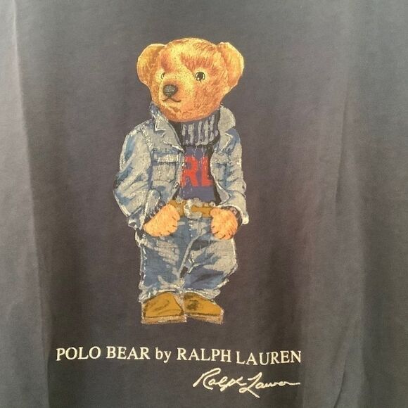 NWT Polo RALPH LAUREN BEAR DENIM BLUE T-SHIRT SHORT SLEEVES SIZE US XXL … - Picture 10 of 13